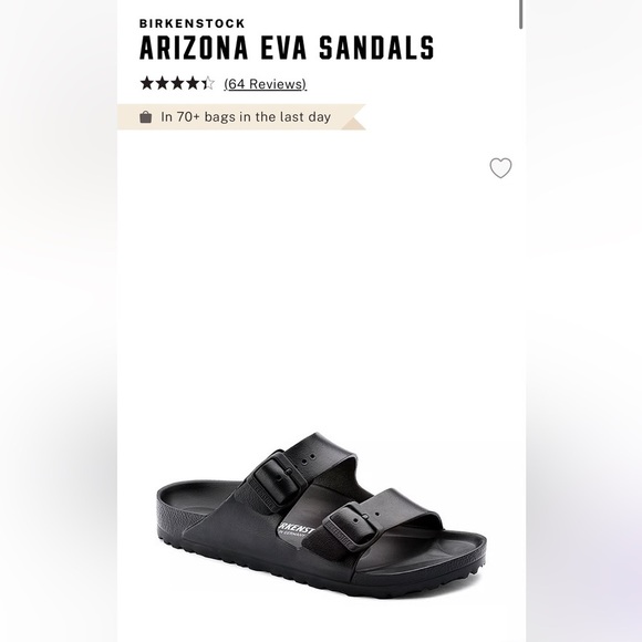 New NIB Birkenstock Arizona Eva sandals black 8-8.5 or 39 - Picture 3 of 8